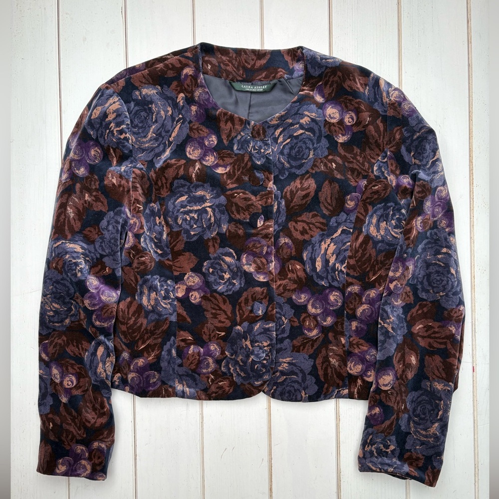 Laura Ashley Purple and Brown Floral Blazer